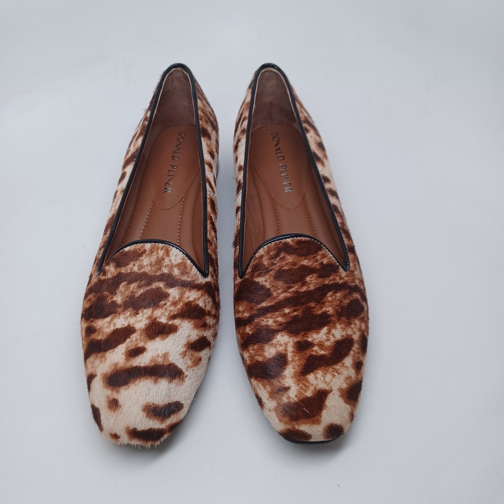 Donald Pliner Womens Leopard Calf Hair Reena Loafers Flats Brown Tan US 8.5 M - Picture 3 of 13